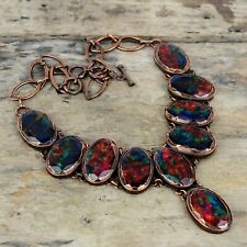 Collana regolabile catena elettroformata regalo bestia rame ammolite 18,0"
