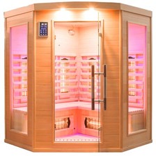 Sauna Finlandese ad Infrarossi 3/4 Posti 150x150 cm H190 in Legno di Abete