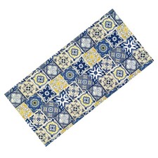 Tappeto Cucina Runner Antiscivolo - Passatoia Lavabile, Fantasia Maiolica Blu e 