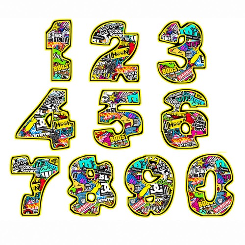 Sticker boom number moto