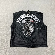 Sons of Anarchy Giubbotto Pelle Uomo 2XL XXL Nero Firmato Motociclista