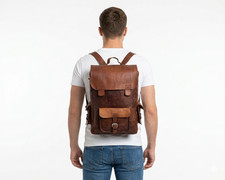 Zaino vintage in pelle 18"