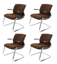 Set di quattro poltrone Steelcase acciaio cromato, Mid-Century Modern