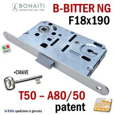 SERRATURA PORTA BONAITI BITTER A80 T50 PATENT FRONTALE 18x190mm ARGENTO E50 I90