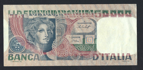 Banconota 50000 lire volto - da,