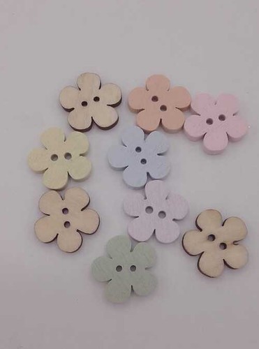Bottoni legno fiori - 9,