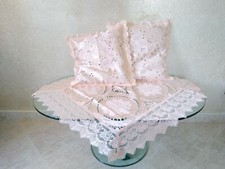 Tovaglietta centrotavola centrino + 2 cuscini fodere divano sedia rosa damascato