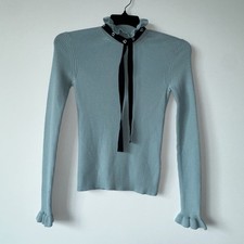 Red Valentino Blue Wool Ruffle