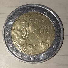 Moneta 2 Euro Francia 70 Ans 18 Appel Juin commemorativa 2010 BB Circolata