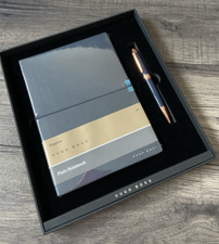 Set Di Penna A Sfera E Quaderno A5 In Pelle Vegana HUGO BOSS BNIB