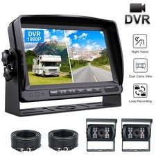 Telecamera di backup 7" Split Monitor doppia vista posteriore sistema DVR per semi box camion camper
