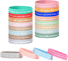 20Pz Braccialetti Silicone Con Frasi Motivazionali Italiano, Bracciali Colorati 