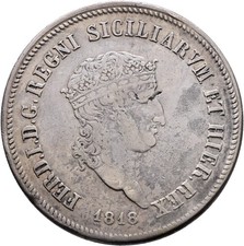 Napoli piastra 1818 GIGLI INVERTITI stemma testa piccola