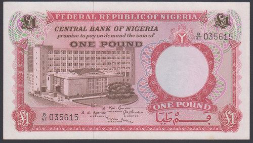Nigeria sterlina 1967 unc - 1, au-unc