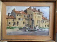 QUADRO ACQUERELLO ANTONELLO ZECCA 1975 CM 50 x  35 su cartoncino cornice e vetro