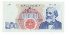 1000 LIRE GIUSEPPE VERDI I°  TIPO EMISSIONE  25 /07 / 1964     R2