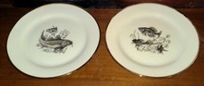 BAVARIA PORZELLANFABRIK  COPPIA PIATTI VINTAGE CON PESCI e oro zecchino