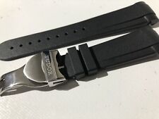 Cinturino Orologio 22mm Tudor Gomma Nera Braccialetto Con Chiusura Acciaio Inox