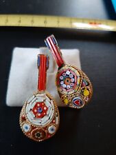LOTTO 2 SPILLE MICRO MOSAICO MICROMOSAICO MANDOLINO VINTAGE  1950 ANTICA ITALIY