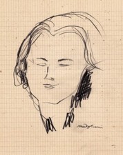 MODIGLIANI 2239 Ink Drawing on old paper