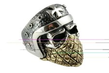 Anello Teschio Biker Chopper Croce Anello In Argento 925 Vero Argento / 165