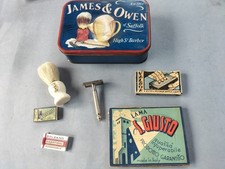 Lotto Oggetti Originali Epoca Vintage Barbiere Lamette Etc collezion Pubblicità 