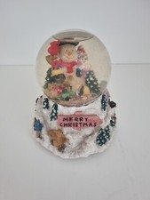 Palla di vetro con neve e carillon tema Natalizio globo Merry Christmas vintage