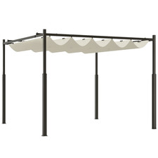 Outsunny Gazebo Pergola 3x3 m con Tetto Retrattile Bianco Crema