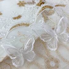 5pcs Bianco Farfalla Appliqué Strato Organza Ricamo Farfalle Abito Motivo