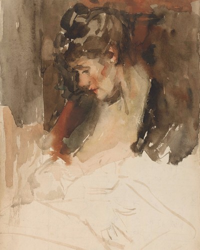 Antico quadro acquerello madre