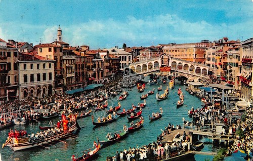 Cartolina venezia regata - venezia,