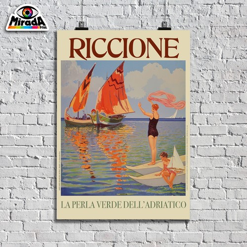 Poster vintage riccione perla - poster,