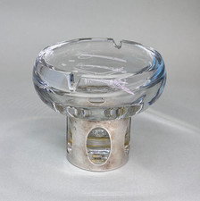 POSACENERE PORTACENERE VINTAGE VETRO ARGENTO ANNI 60 PICCOLI DIFETTI - MURANO ??