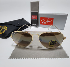 Nuovi occhiali da sole Ray-Ban RB3025 aviatore montatura oro vetro sfumato lenti marrone 58 mm