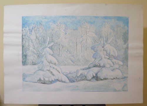 Paesaggio invernale con - invernale, alberi