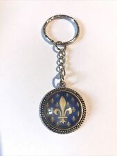 Porte clefs cle fantaisie médaillon Fleur de lys royaliste roi 