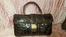 Borsa Borsetta rettile marrone Vintage cm. 16x28 Hand Tasche Sac Handbag V4 °