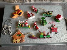 Ornamenti albero di Natale vintage LOTTO 13 STIVALI NORVEGESI uccellino babbo natale calza legno