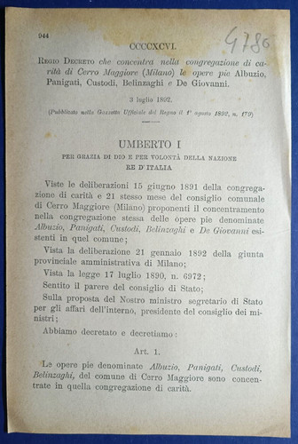 Cerro maggiore 1892 - cerro, regio