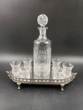 Set Liquore Vodka Alcolici bottiglia bicchieri cristallo molato vassoio