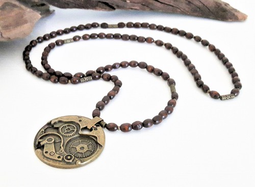 Collana lunga uomo legno - lunga,