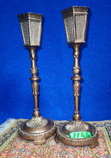 1144-Coppia Di Candelabri Portacandele una fiamma Vintage In Ottone Brunito rari