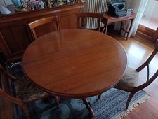 TAVOLO IN LEGNO MASSICCIO TONDO ALLUNGABILE 