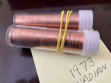 1973 CANADIAN B.U. ROTOLO DA 50 MONETE DA UN CENTESIMO NON CIRCOLATO IN TUBO DI PLASTICA