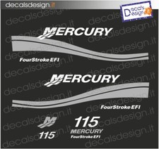 Adesivi motore marino fuoribordo mercury 115 cv efi silver metal barca stickers