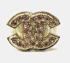 Anello CHANEL logo Coco Mark strass placcato oro JP11 US5,75 EU51 08C ottimo