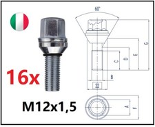 16 bulloni flottanti per Fiat Abarth Grande Punto Evo 12x1.5 montare cerchi 4x98