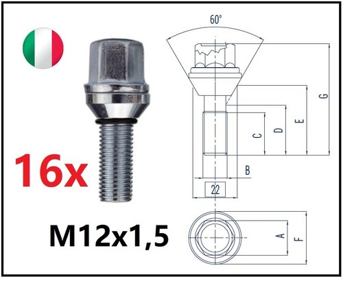 Kit bulloni flottanti - 16, fiat
