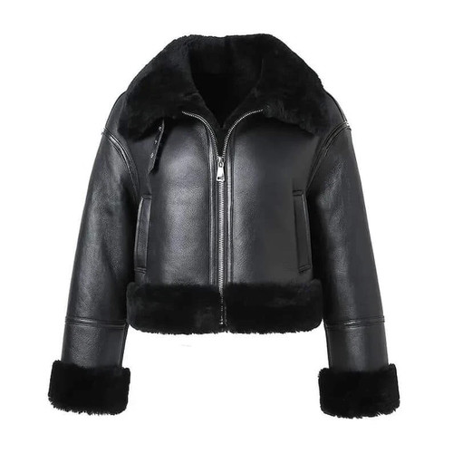 Giubbotto donna nero shearling