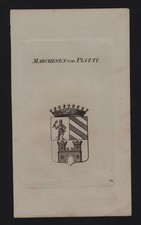 1800 - Marchesi di Platti stemma stemma genealogia araldica incisione su rame